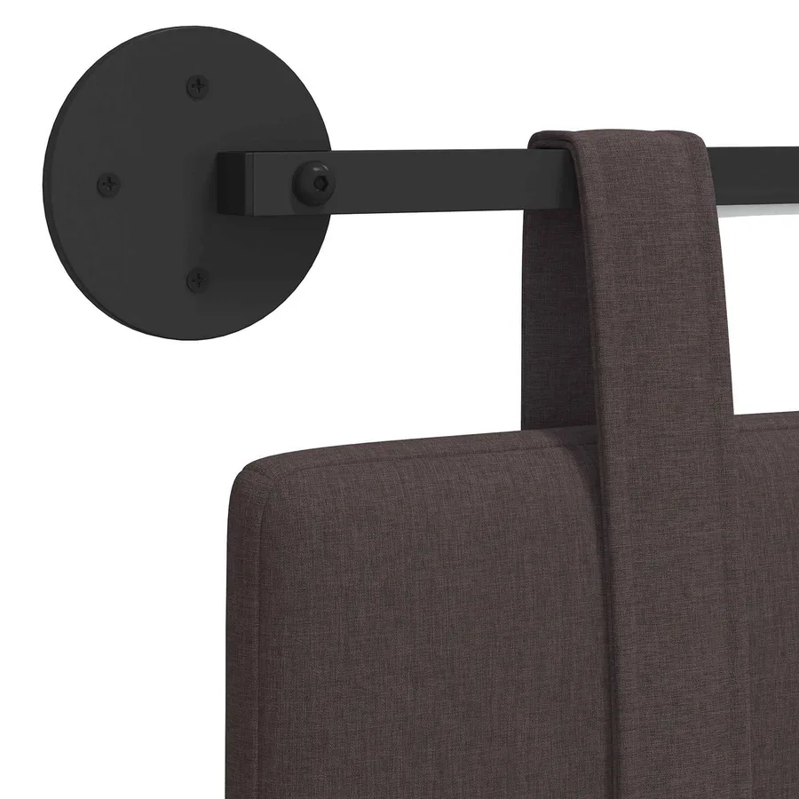 Tête de lit suspendue Avec lumière LED Marron foncé Tissu - 10