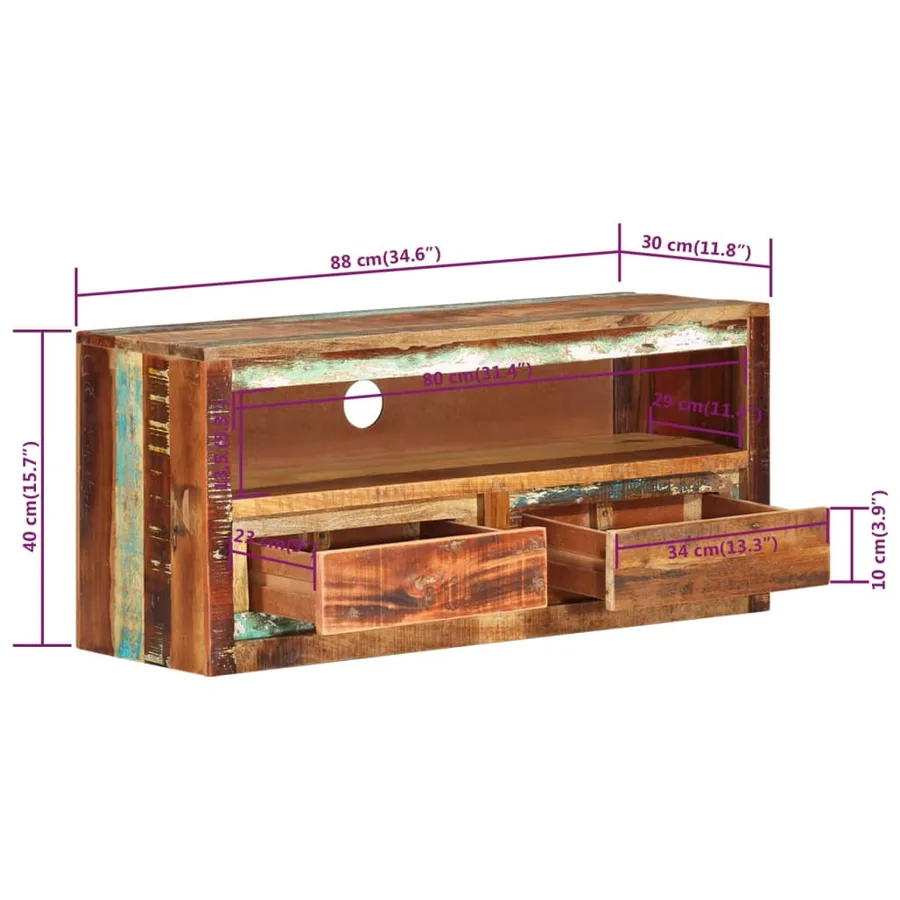 Meubles TV 2 pcs 88x30x40 cm Bois de récupération solide - 9
