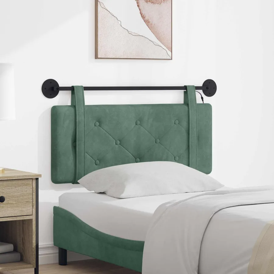 Tête de lit suspendue Avec lumière LED Vert Mer Velours
