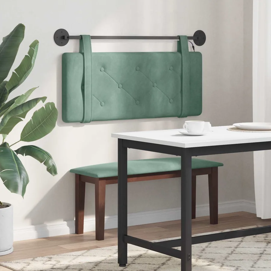 Tête de lit suspendue Avec lumière LED Vert Mer Velours - 4