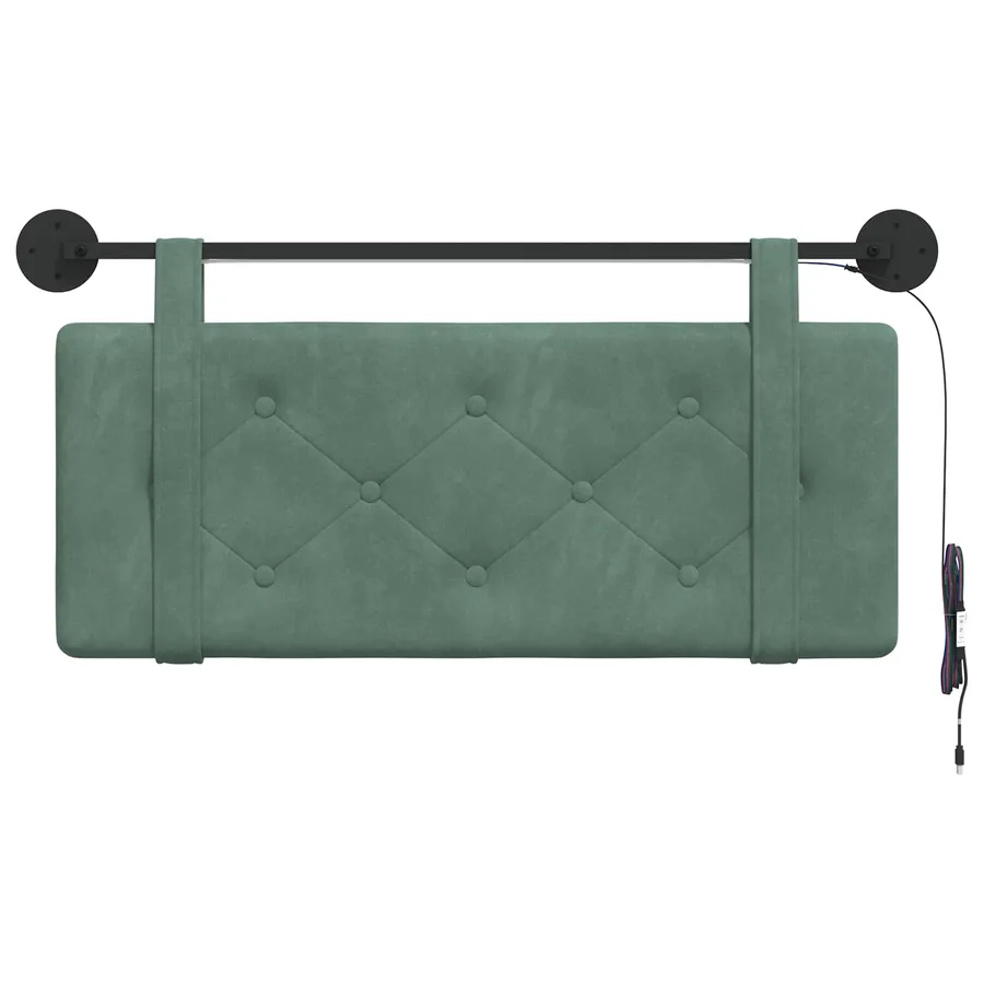 Tête de lit suspendue Avec lumière LED Vert Mer Velours - 6