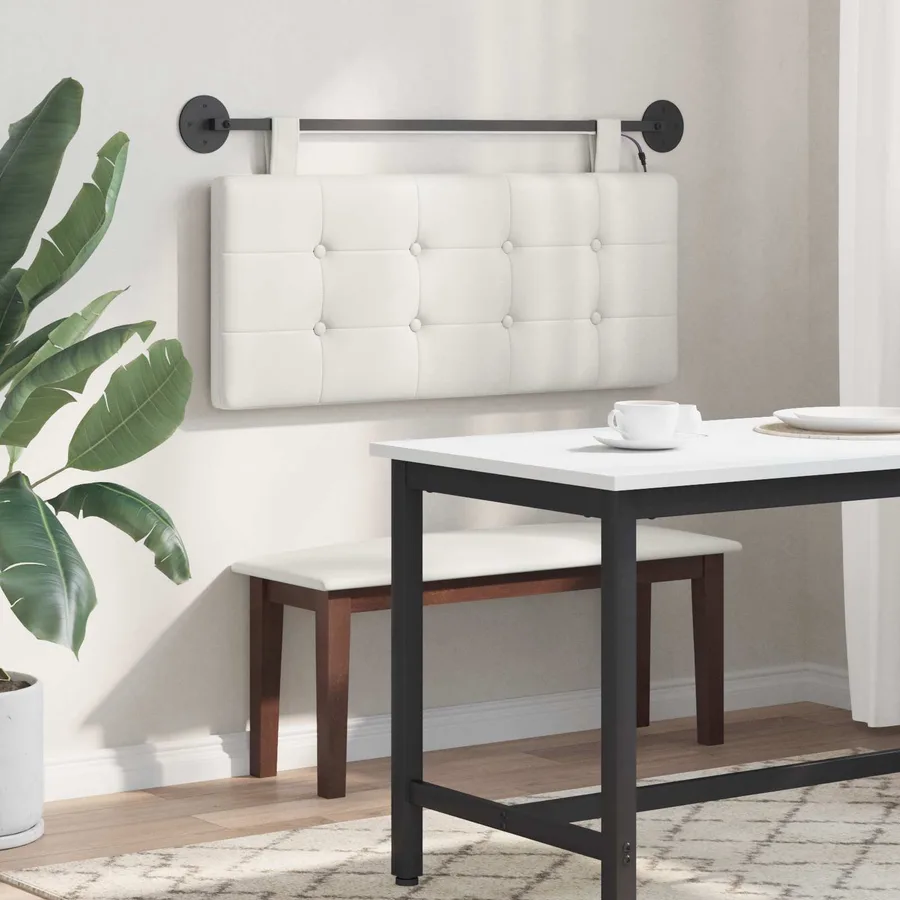 Tête de lit suspendue Avec lumière LED Blanc Simili cuir - 4