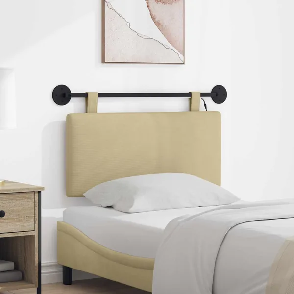 Tête de lit suspendue Gris Vert Clair Tissu en velours côtelé