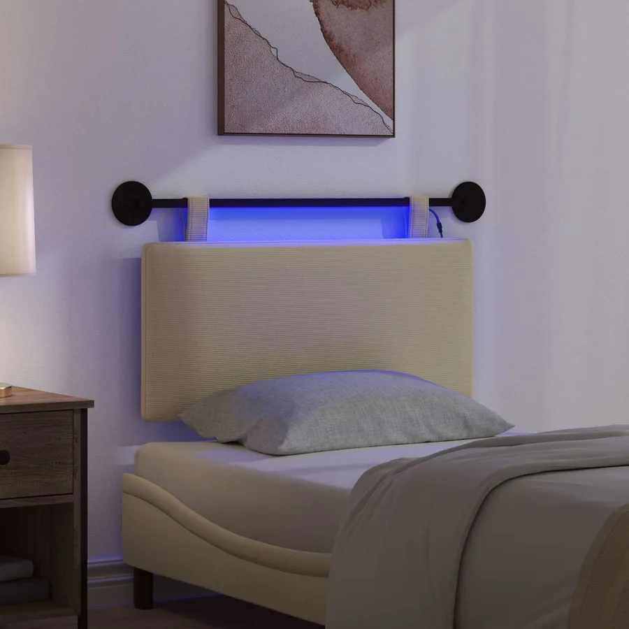 Tête de lit suspendue Gris Vert Clair Tissu en velours côtelé - 5