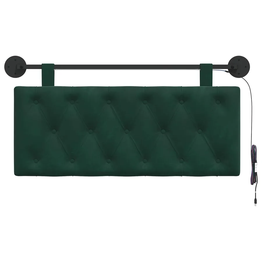 Tête de lit suspendue Avec lumière LED Vert foncé Velours - 6
