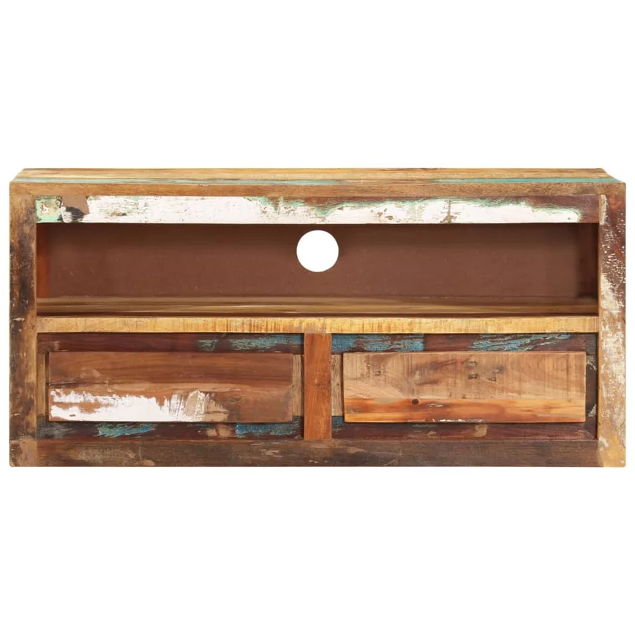 Meuble TV 88x30x40 cm Bois massif de récupération - 2