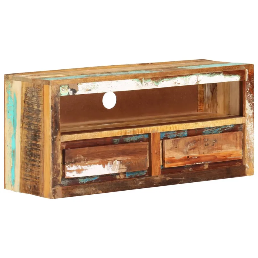Meuble TV 88x30x40 cm Bois massif de récupération - 7