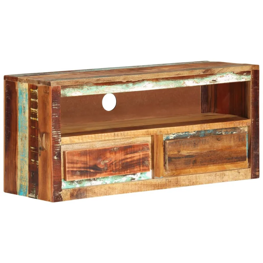 Meuble TV 88x30x40 cm Bois massif de récupération - 9