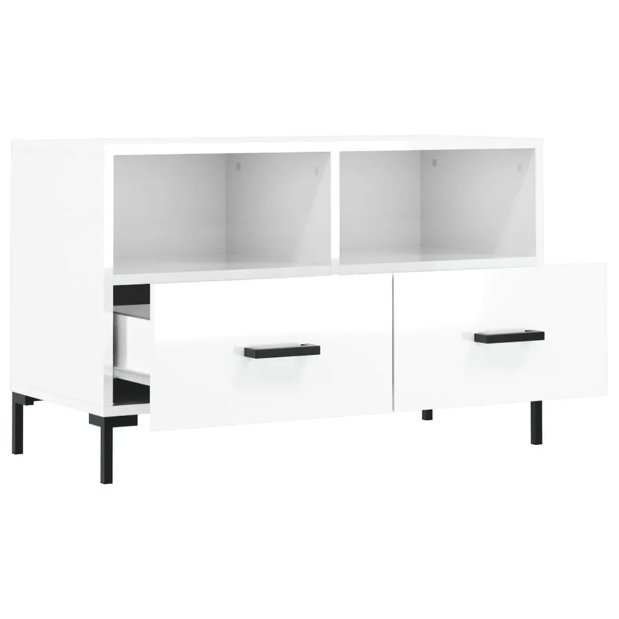 Meuble TV Blanc brillant 80x36x50 cm Bois d'ingénierie - 6