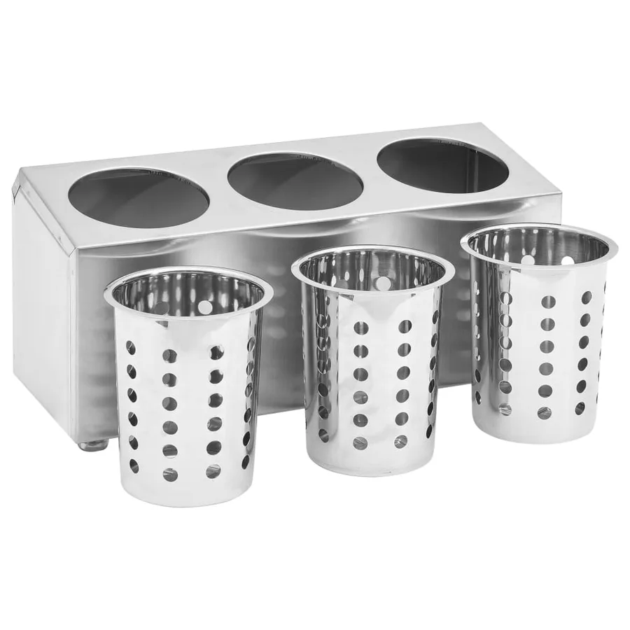 Porte-couverts 3 grilles Rectangulaire Acier inoxydable - 6