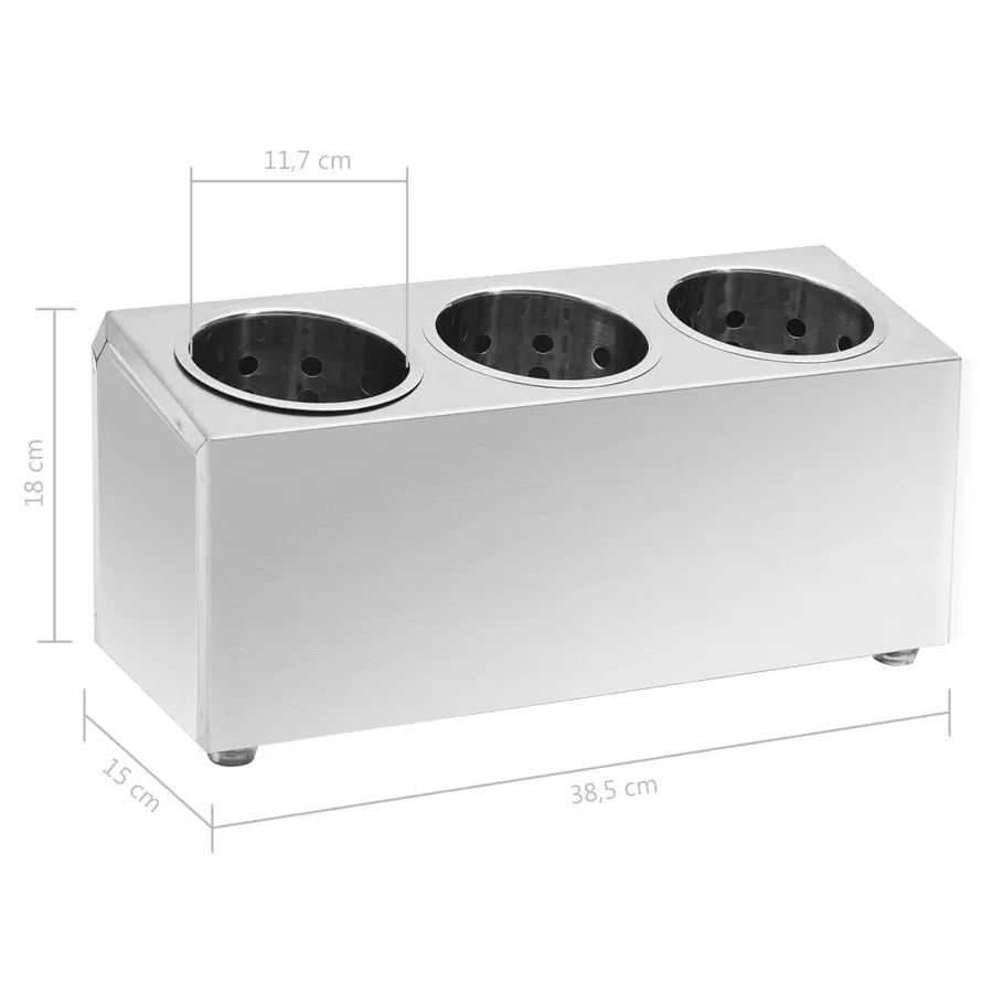 Porte-couverts 3 grilles Rectangulaire Acier inoxydable - 8