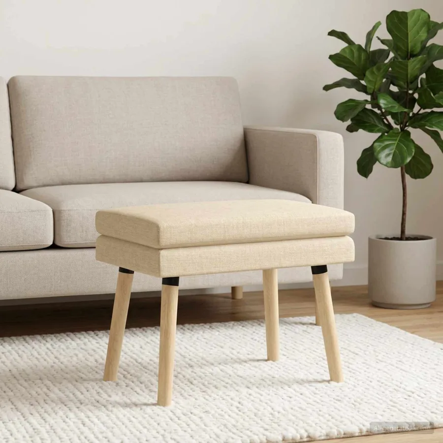 Banc à double couche Crème 60 x 40 x 46 cm Tissu - 3