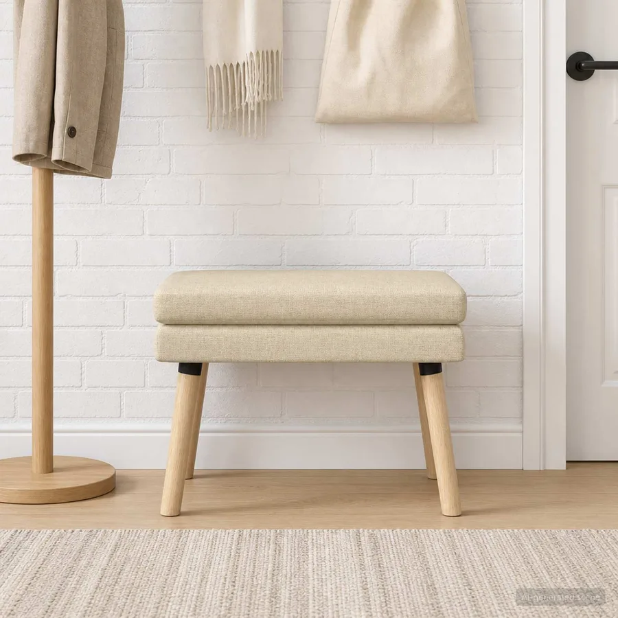Banc à double couche Crème 60 x 40 x 46 cm Tissu - 4