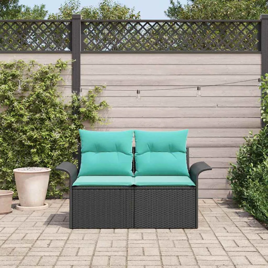 Canapé de jardin avec coussin 141 x 62 x 69 cm polyrotin