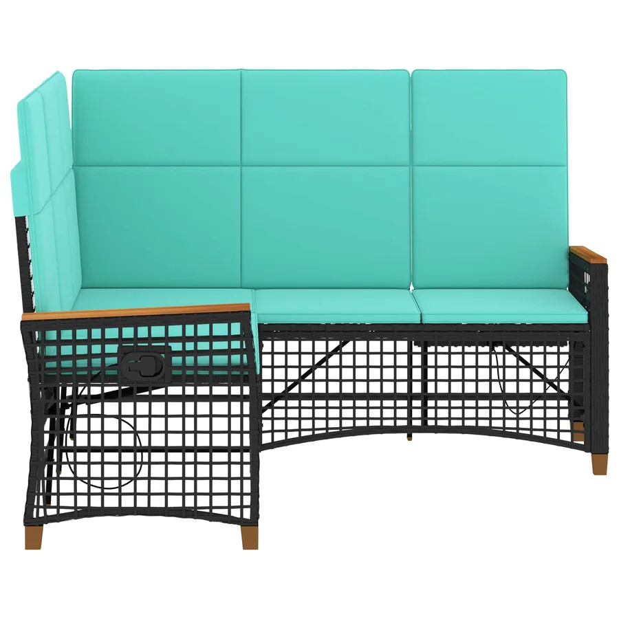 Ensemble de canapés inclinables de jardin Noir et turquoise - 6