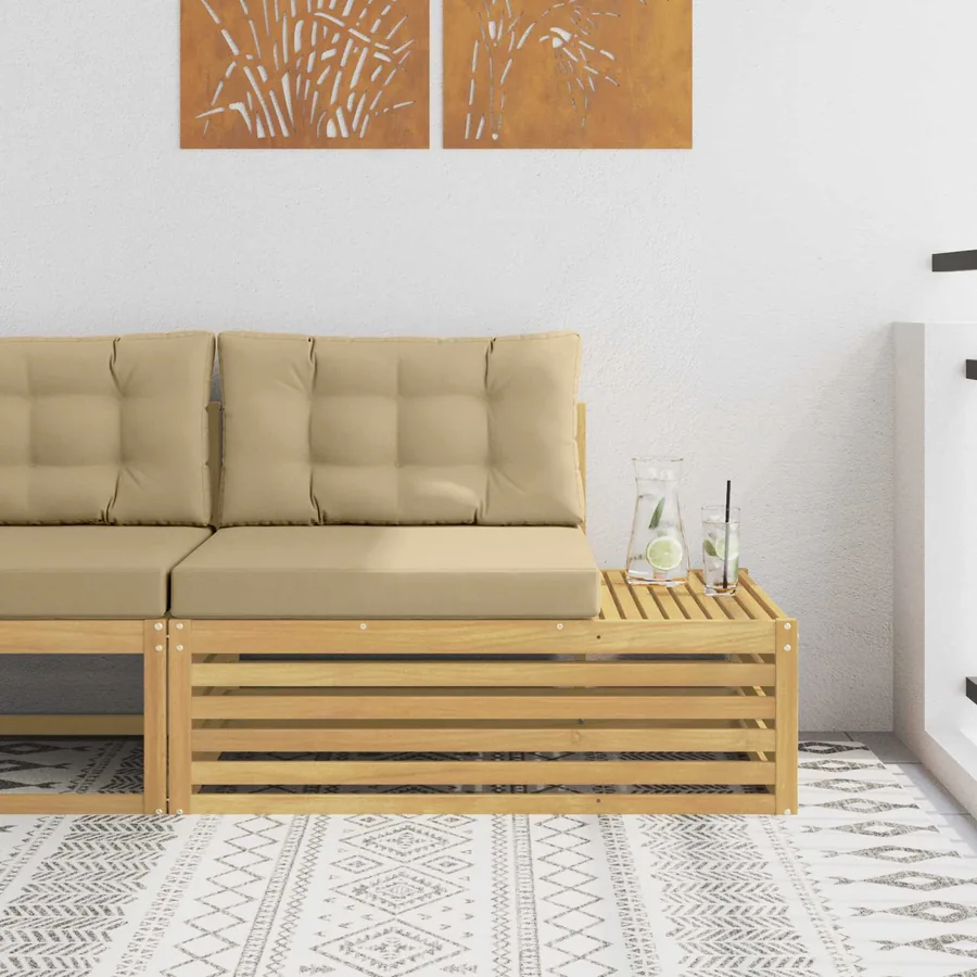 Canapé d'extérieur en bout avec coussin Blanc 115 x 83 x 73 cm