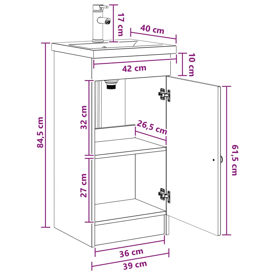 Meuble de salle de bain avec évier Bois ancien - 10