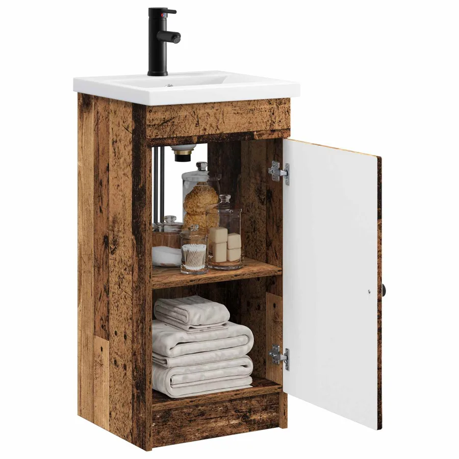 Meuble de salle de bain avec évier Bois ancien - 3