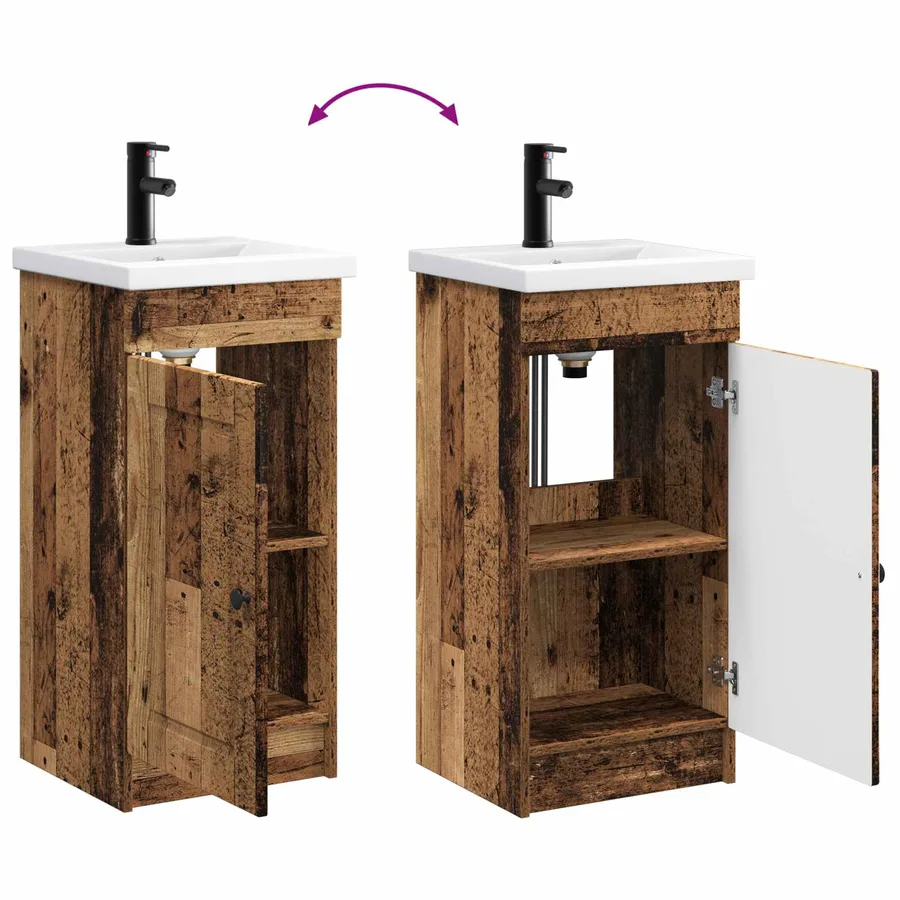 Meuble de salle de bain avec évier Bois ancien - 9