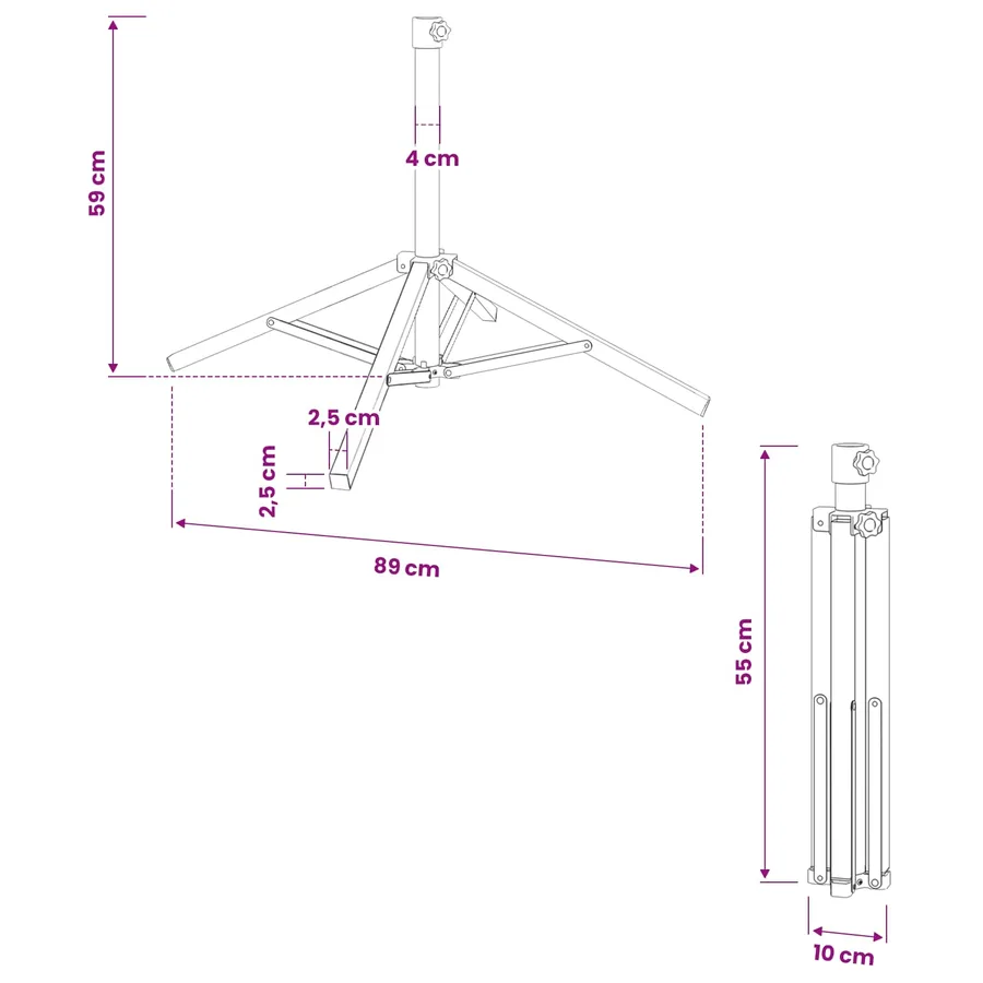 Support de parasol Blanc Acier pour 25-32 mm Poteau - 12