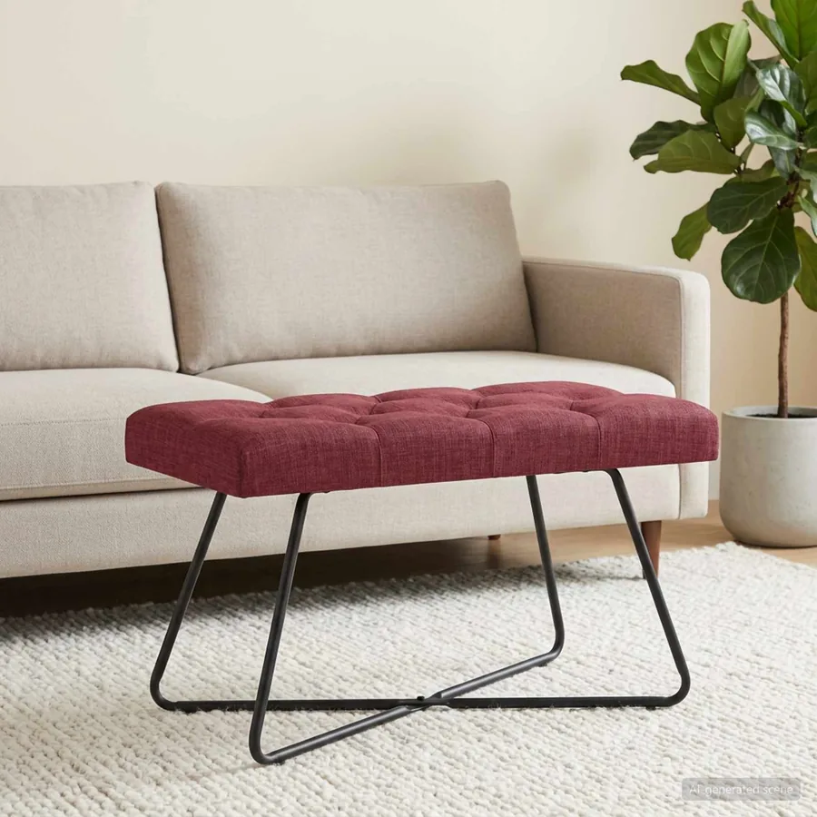 Banc avec capitonnage bouton Bordeaux 80 x 40 x 46 cm Tissu