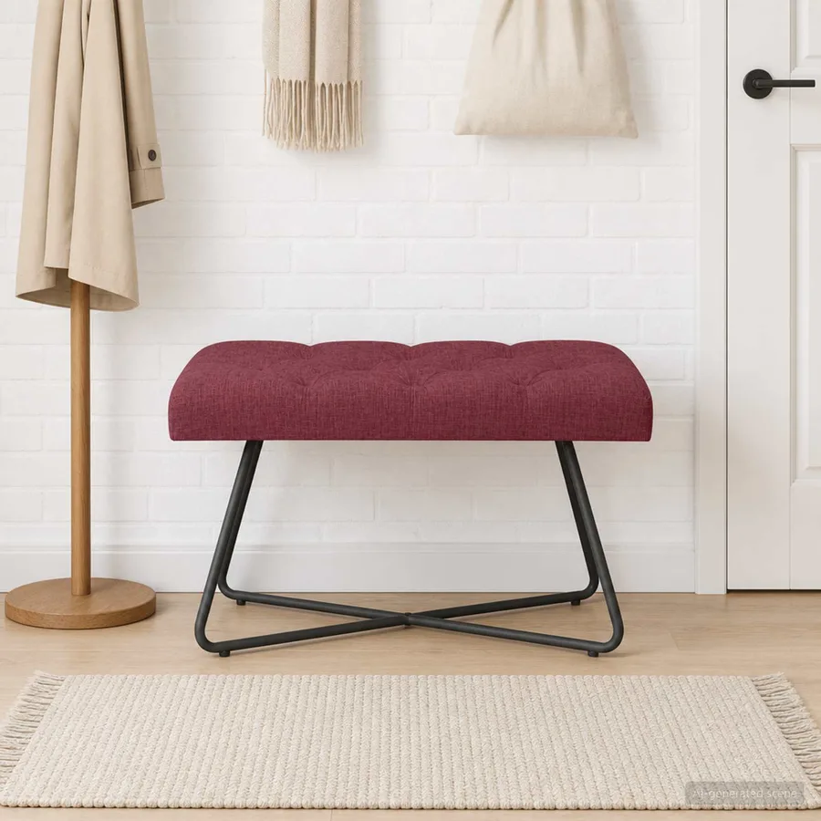 Banc avec capitonnage bouton Bordeaux 80 x 40 x 46 cm Tissu - 3