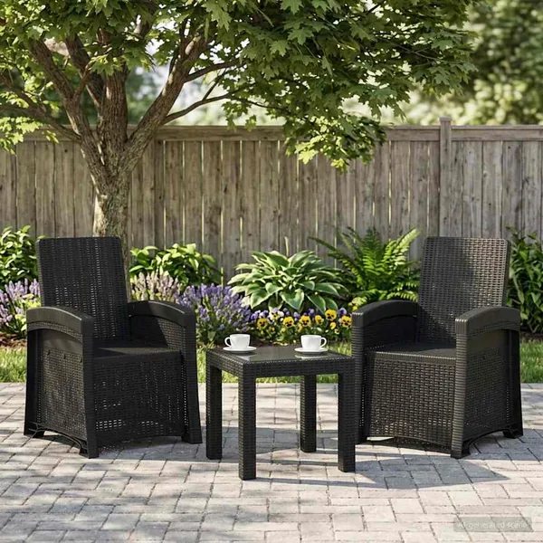 Chaise de jardin inclinable imitant le rotin 2 pcs Anthracite