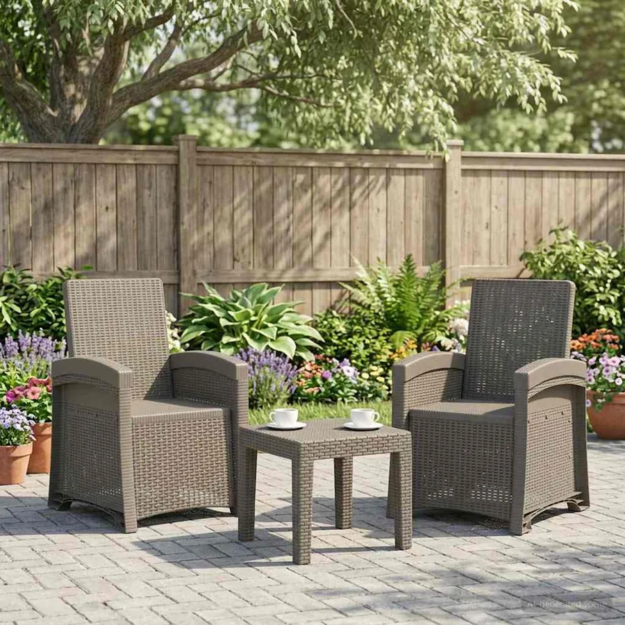 Chaise de jardin inclinable imitant le rotin 2 pcs Anthracite - 11