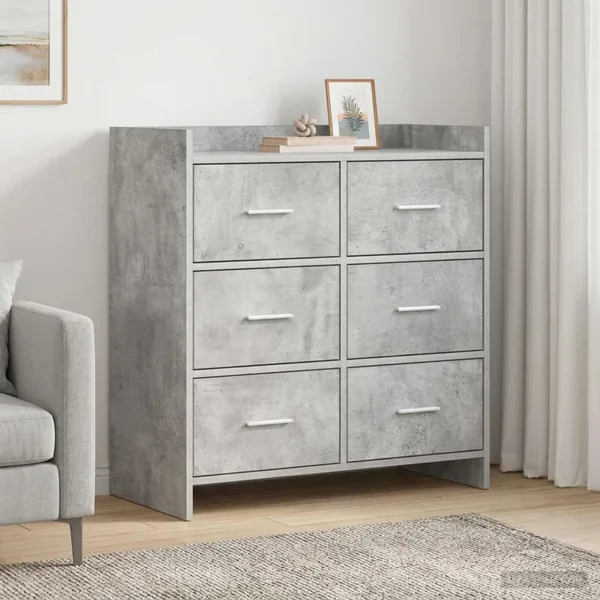 Buffet Gris béton 75 x 33 x 80 cm Bois d'ingénierie