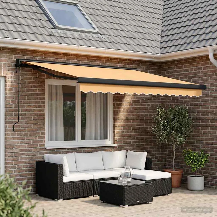 Auvent rétractable Sable 300 x 250 cm Tissu et Métal