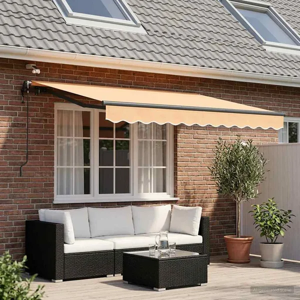Auvent rétractable Sable 300 x 250 cm Polyester