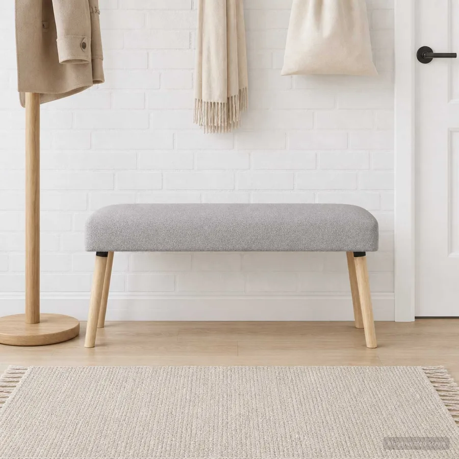 banc Uni Gris clair 110 x 40 x 46 cm Bouclé - 4