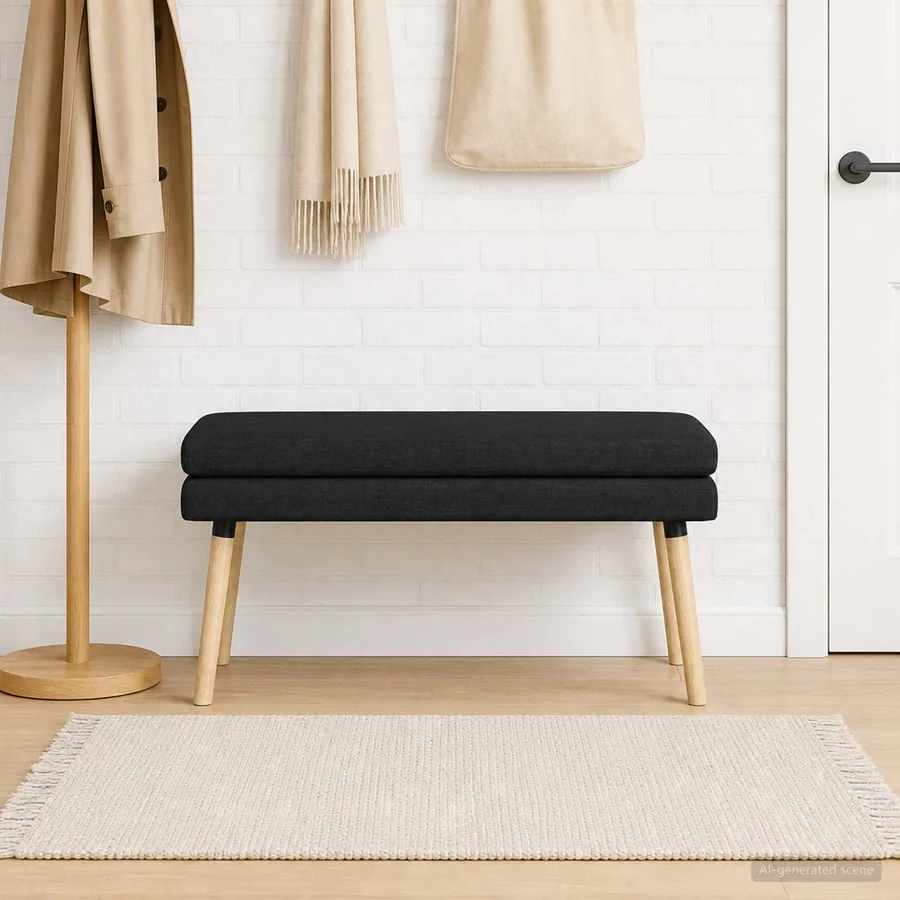 Banc à double couche Noir 110 x 40 x 47 cm Tissu