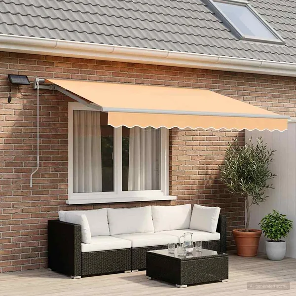 Auvent rétractable Sable 350 x 250 cm Tissu et Aluminium