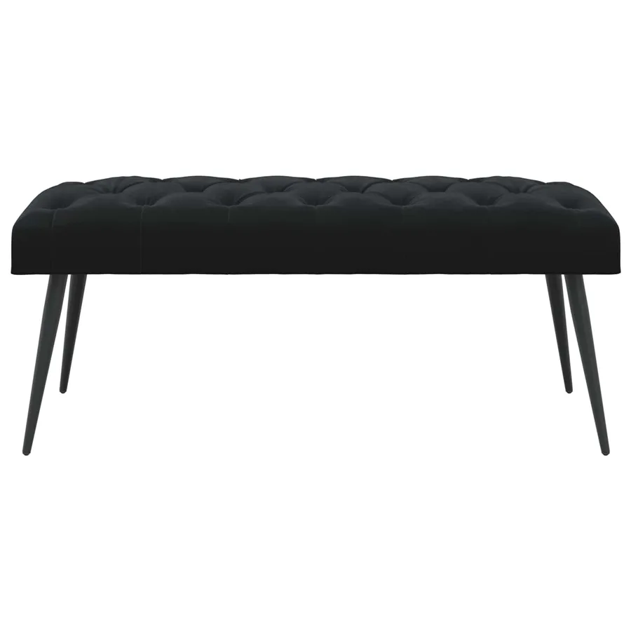 Banc avec capitonnage bouton Noir 110 x 40 x 46 cm Velours - 5
