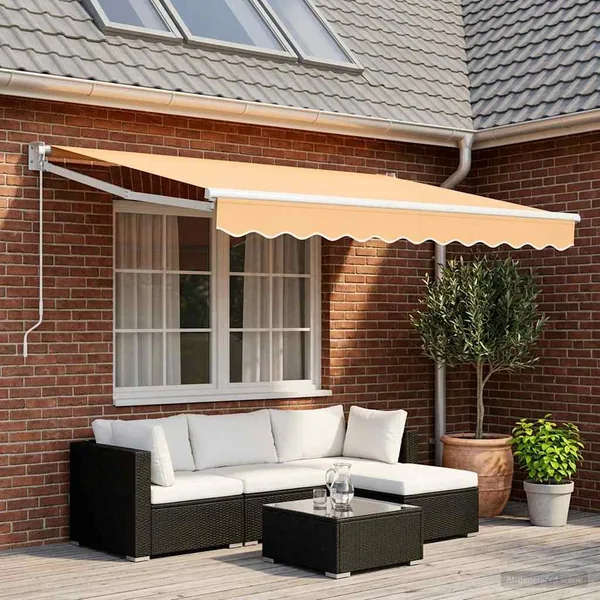 Auvent rétractable Sable 2,5 x 2 m 100% Polyester et Aluminium