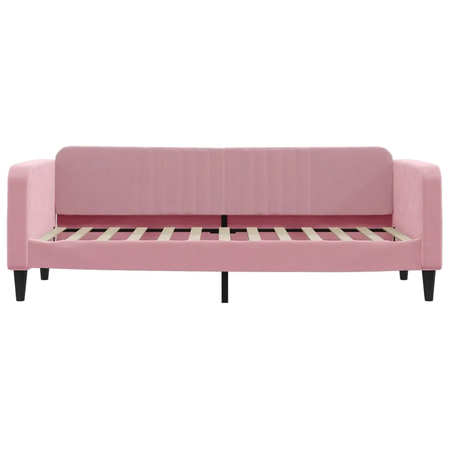 Lit de jour avec matelas rose 80x200 cm velours - 4