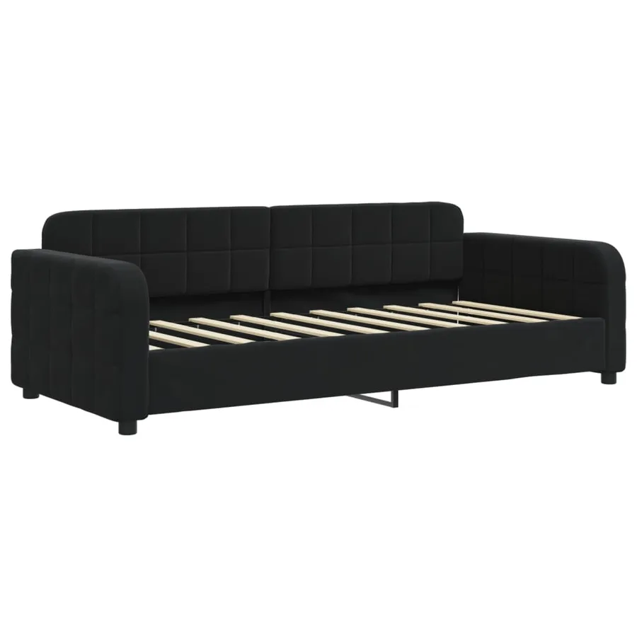 Lit de jour avec matelas noir 90x190 cm velours - 3