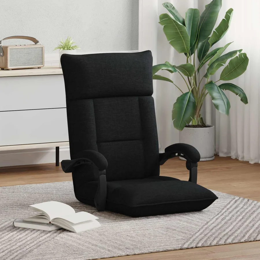 Fauteuil de sol ajustable Noir Tissu - 3