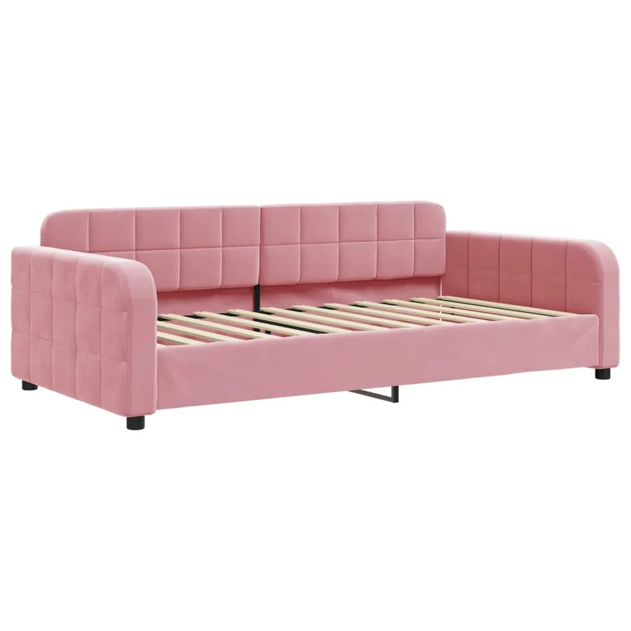 Lit de jour avec matelas rose 100x200 cm velours - 3