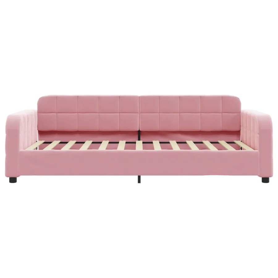 Lit de jour avec matelas rose 100x200 cm velours - 4