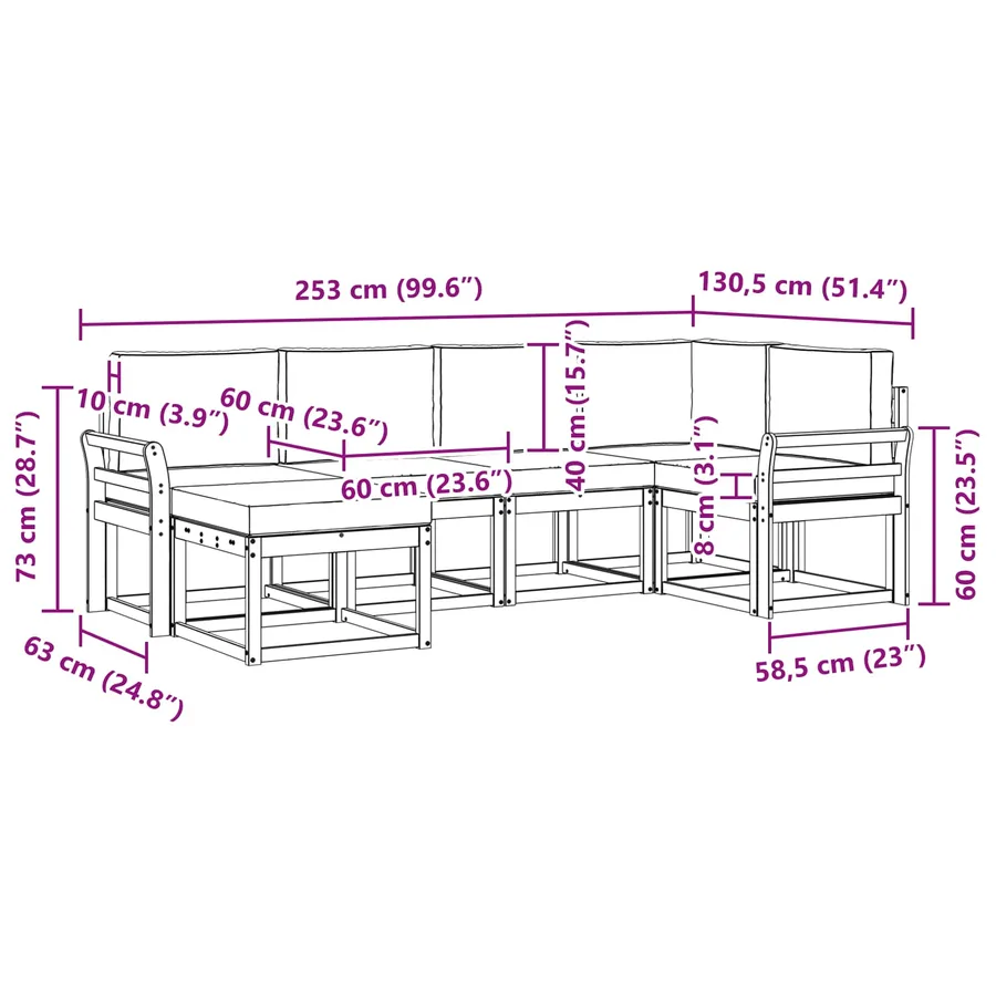 Ensemble de canapés d'extérieur 6 pcs Blanc et anthracite - 7