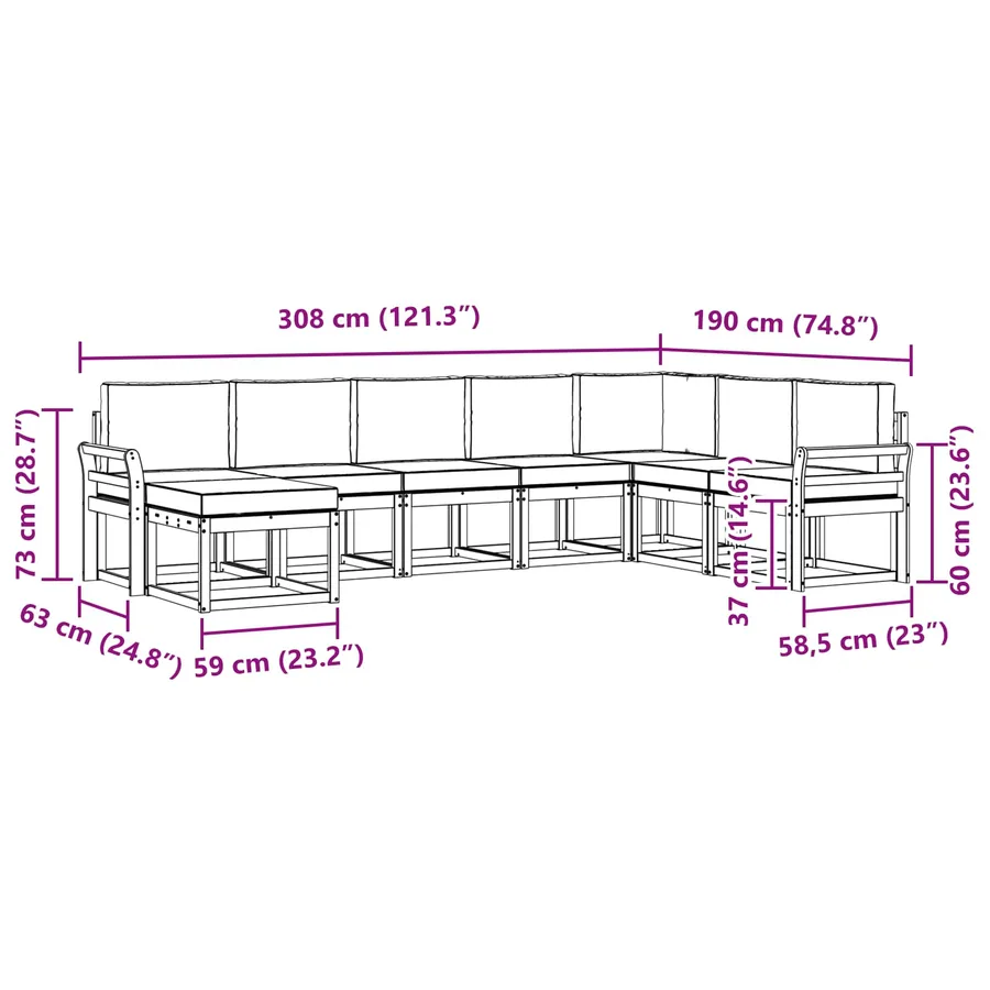 Ensemble de canapés d'extérieur 8 pcs Blanc et crème - 7