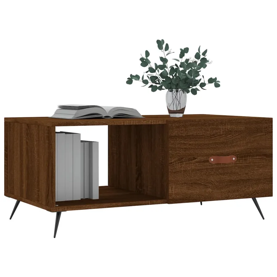 Table basse chêne marron 90x50x40 cm bois d'ingénierie - 3