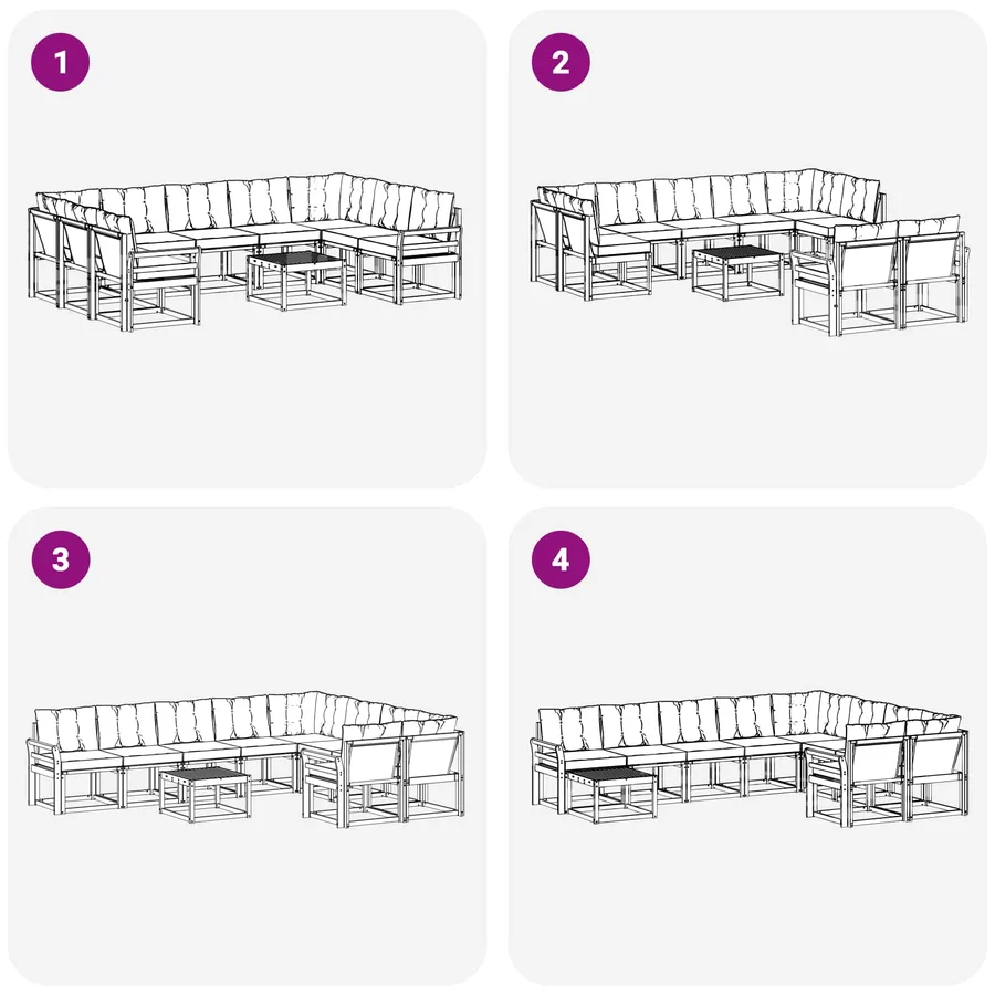 Ensemble de canapés d'extérieur 10 pcs Blanc et noir - 9