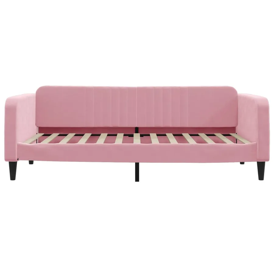 Lit de jour avec matelas rose 100x200 cm velours - 4