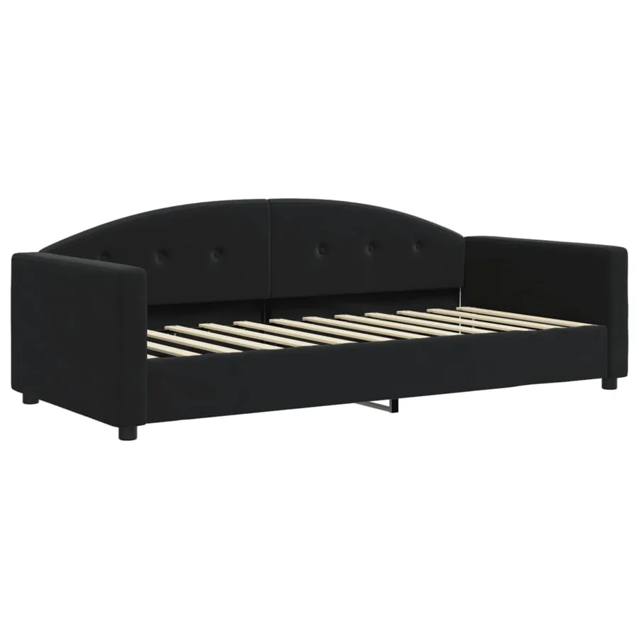 Lit de jour avec matelas noir 90x200 cm velours - 3