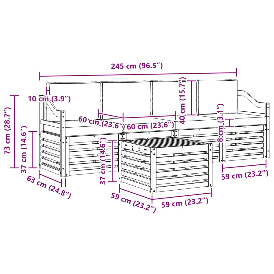 Ensemble de canapés d'extérieur 5 pcs Blanc et anthracite - 6