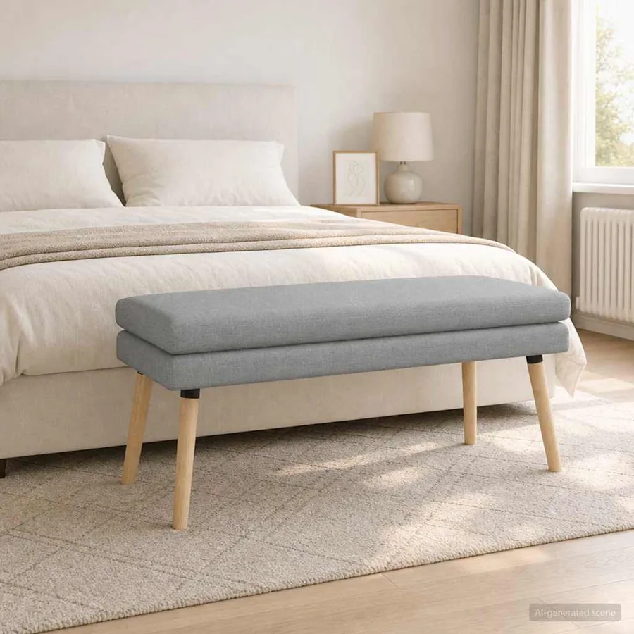 Banc à double couche Gris clair 110 x 40 x 47 cm Tissu