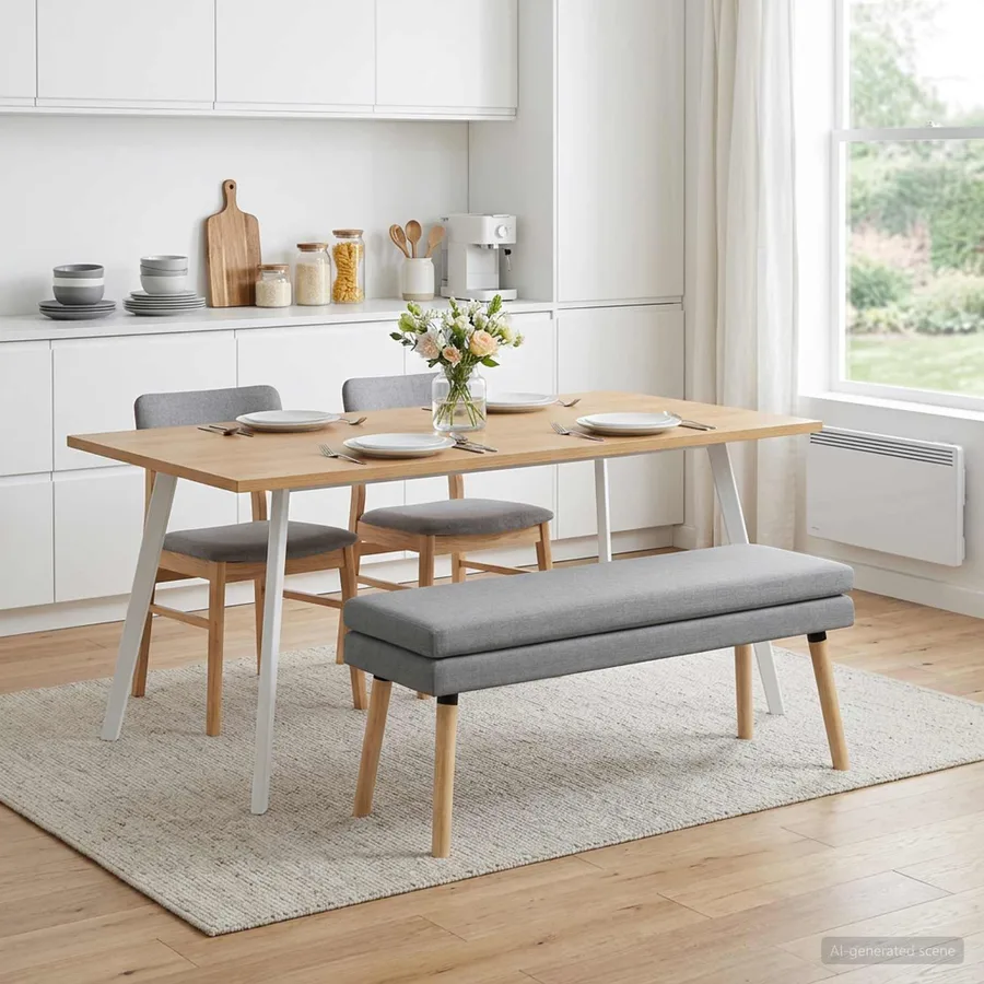 Banc à double couche Gris clair 110 x 40 x 47 cm Tissu - 3